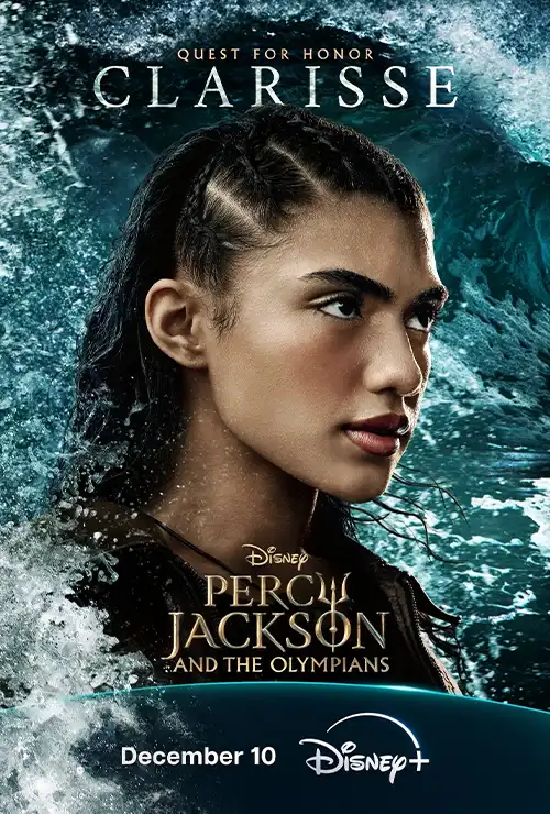 Dior Goodjohn as Clarisse La Rue, daughter of Ares, leading the quest for the Golden Fleece in Season 2